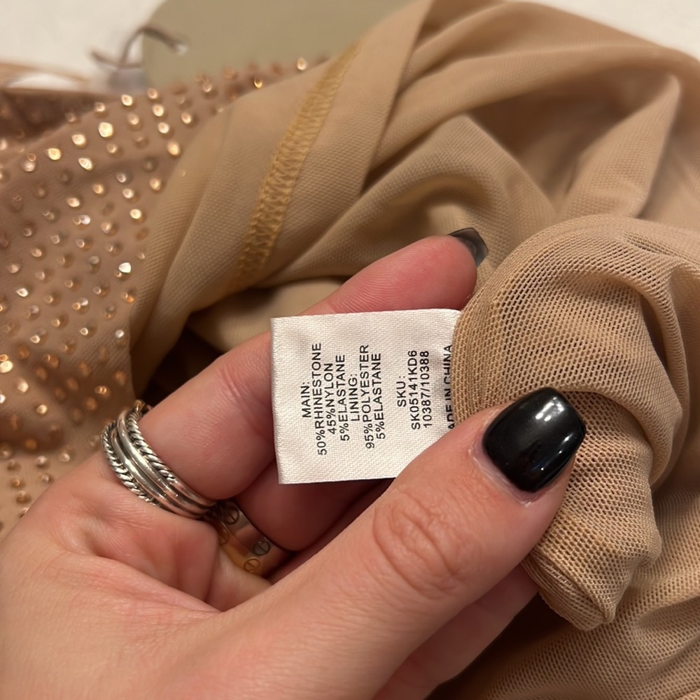NWT MESHKI Andrea Diamante Mini Skirt - Nude - Picture 5 of 7